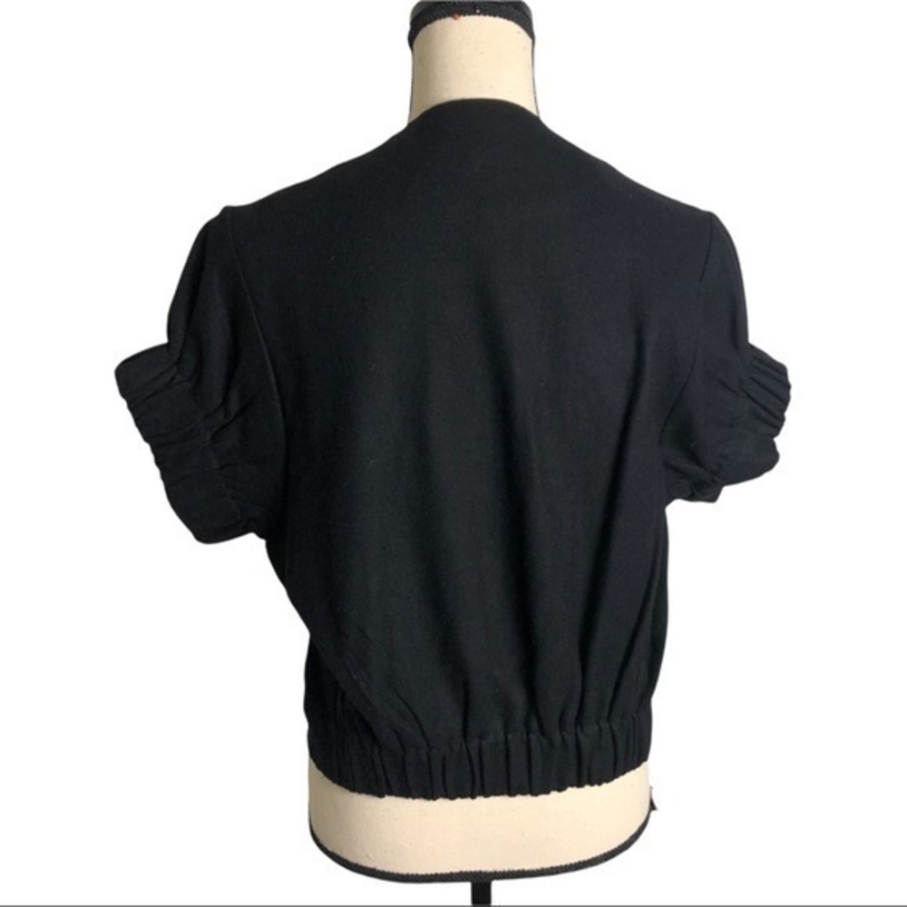 Echo Black Wool Blend Short Sleeve Cropped Jacket Size S/M - Picture 2 of 9